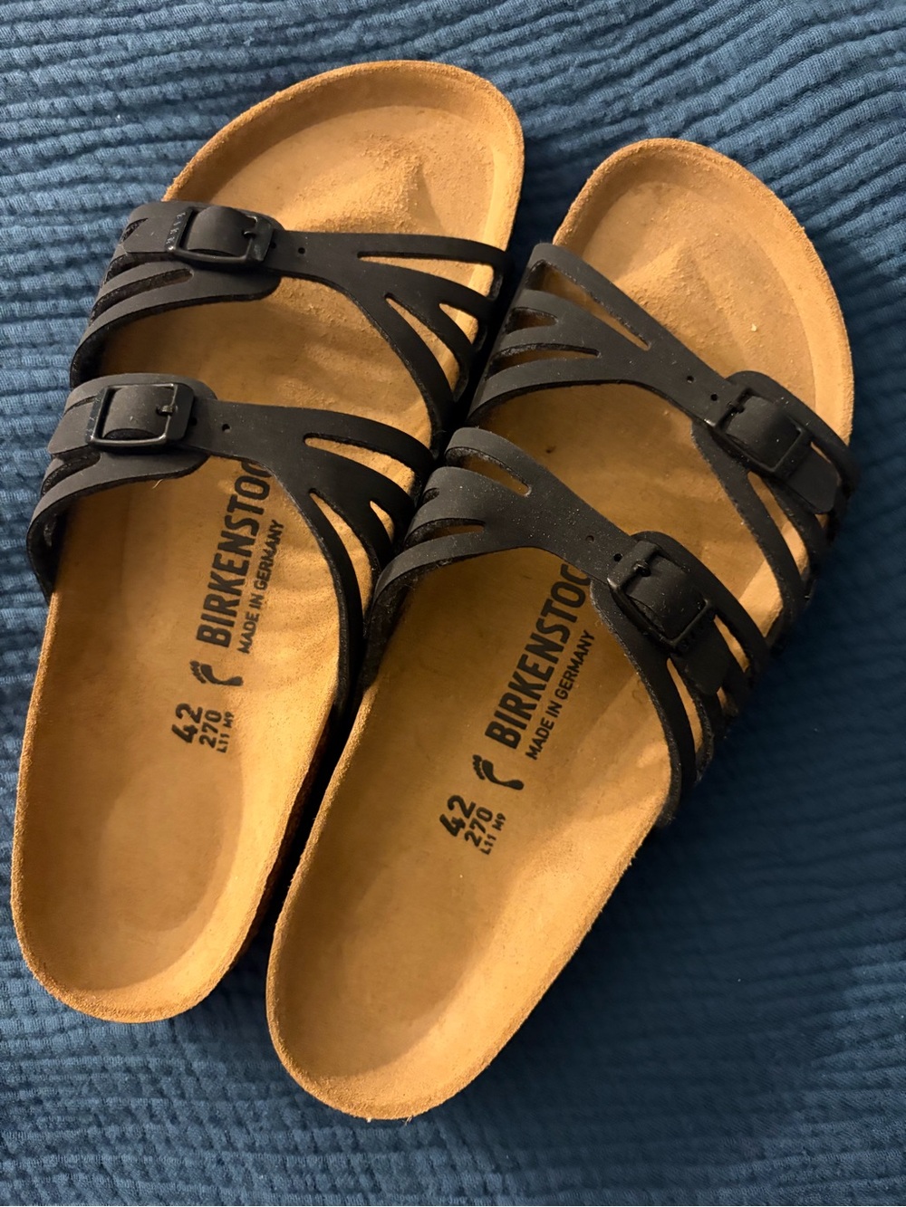 NWOT Birkenstock Black Multi-Strap Cork Footbed Sandals